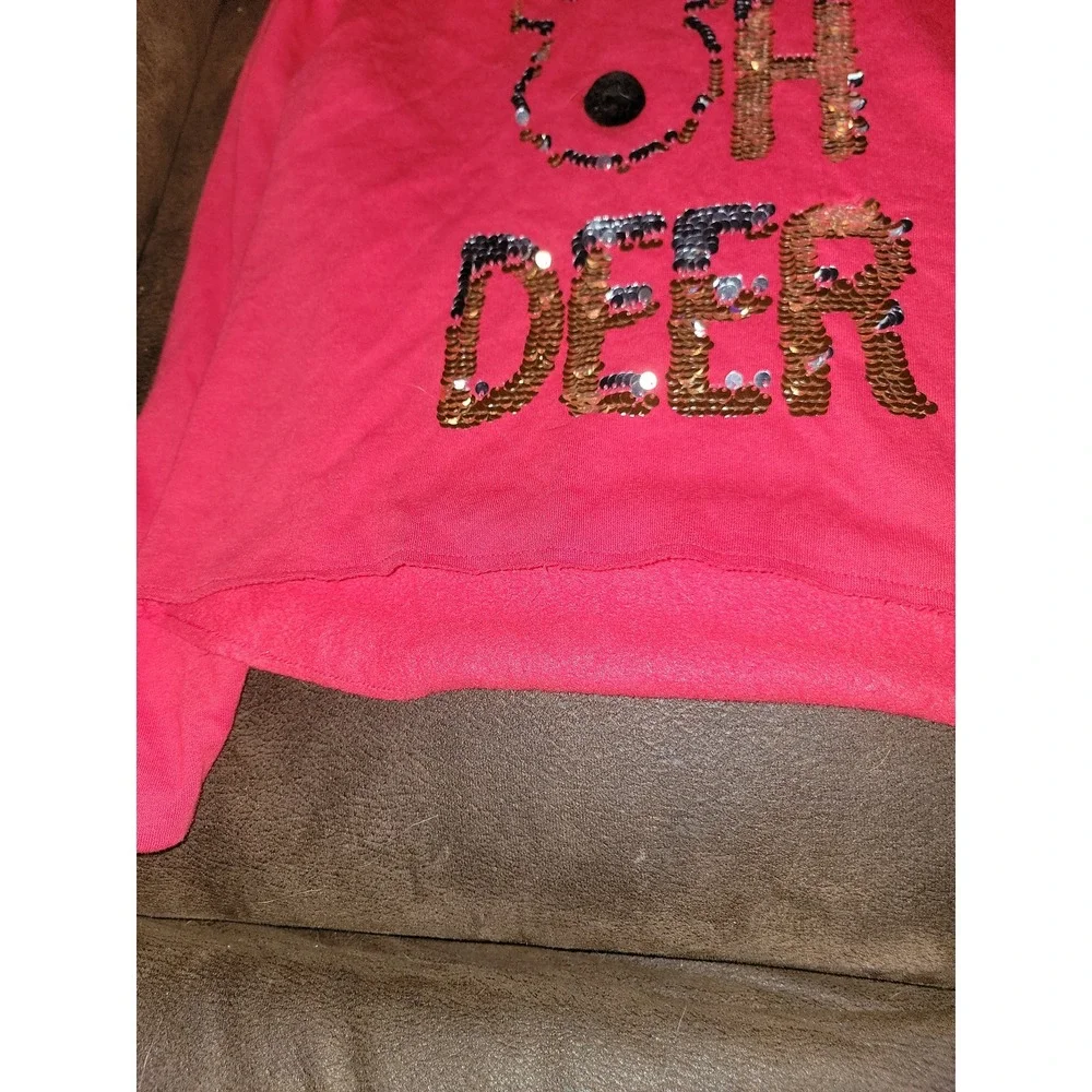 Justice holiday Christmas‎ oh deer sweatshirt cropped size 10 hoodie